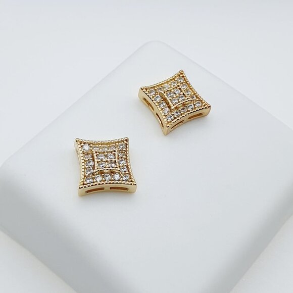 "14K Gold Plated Cubic Zircon Earrings, INUS1BR112 - Picture 5 of 10